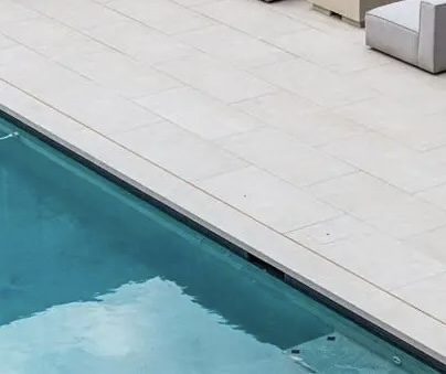 Porcelain paver pool decking
